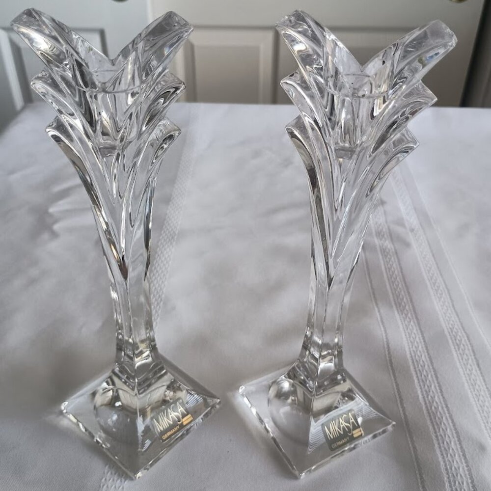 Mikasa Art Deco Crystal Candleholders